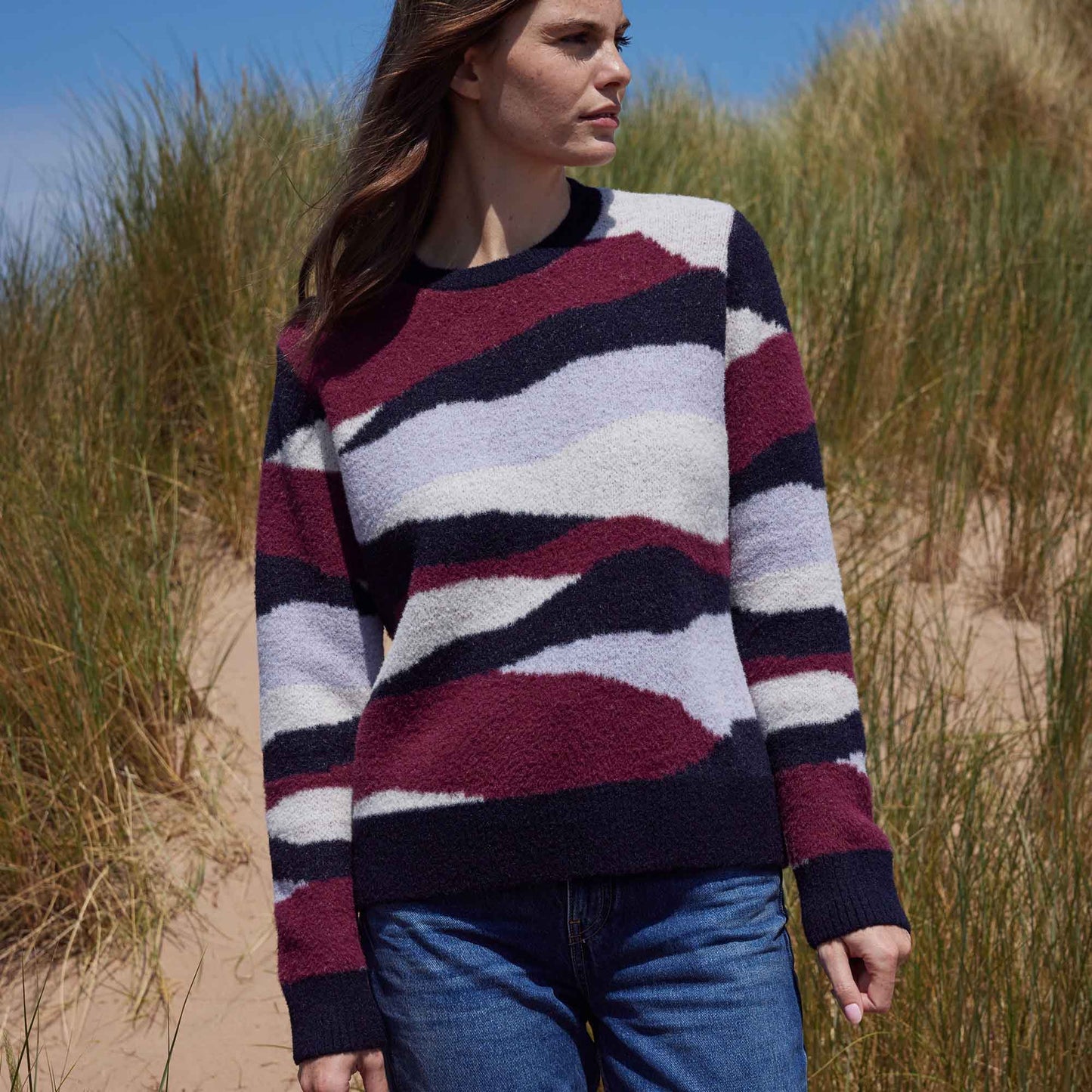 Niamh Womens Chunky Knitted Jumper - Landscape Knit