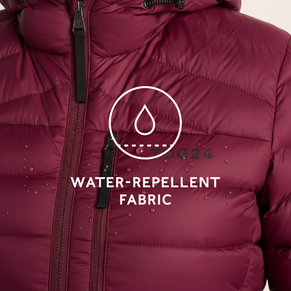 North Womens RDS Certified Down Hooded Jacket - Burgundy