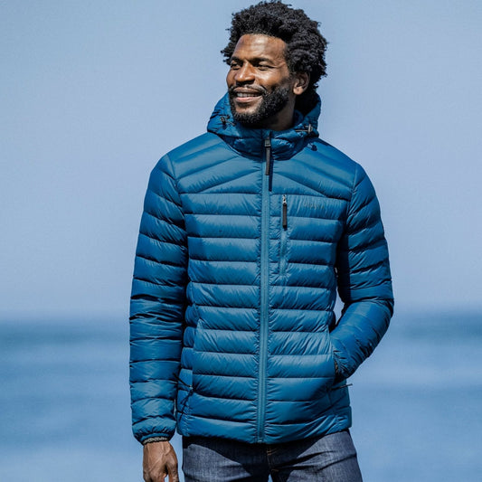 North Mens RDS Certified Down Hooded Jacket - Marine Blue