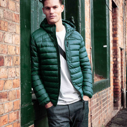 North Mens RDS Certified Down Hooded Jacket - Evergreen