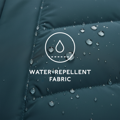 Raleigh Luxe Womens Long Shower Resistant Down Insulated Jacket - Petrol Green