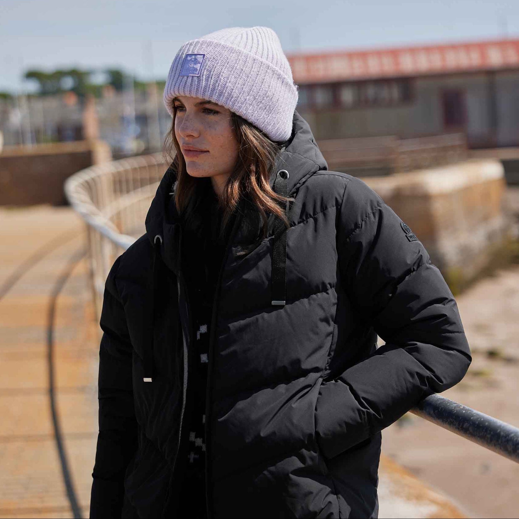 Raleigh Luxe Womens Long Shower Resistant Down Insulated Jacket - Black