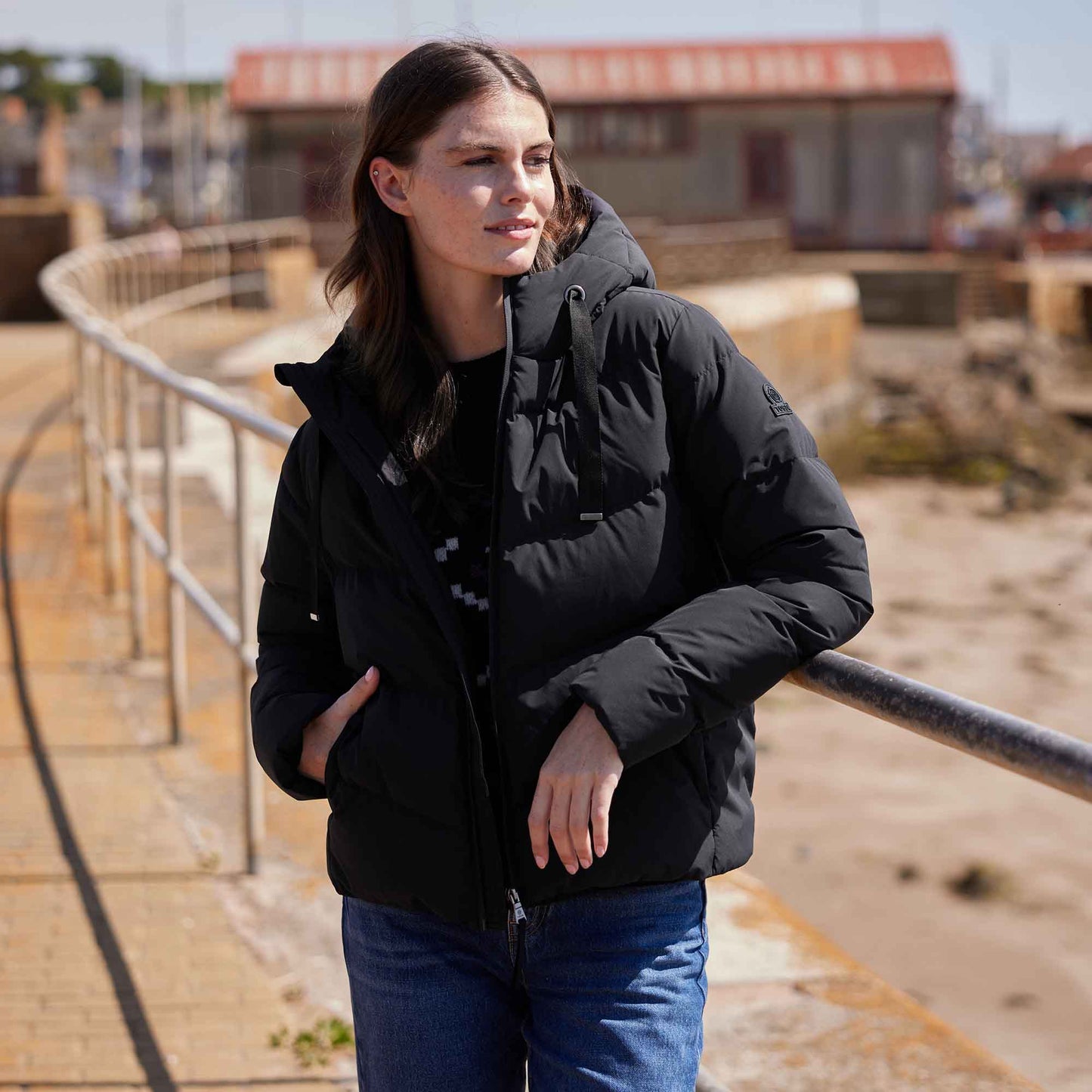 Raleigh Luxe Womens Shower Resistant Down Insulated Jacket - Black