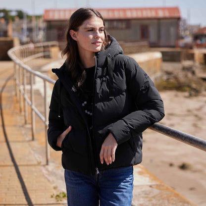 Raleigh Luxe Womens Shower Resistant Down Insulated Jacket - Black