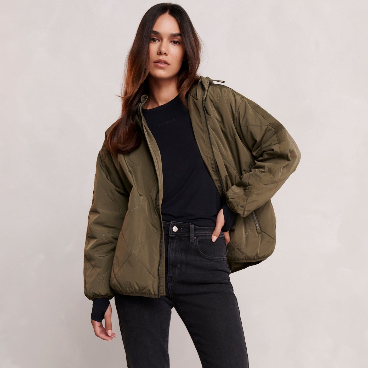 Corlae Womens Oversized Shower Resistant Insulated Jacket - Khaki