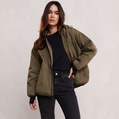 Corlae Womens Oversized Shower Resistant Insulated Jacket - Khaki