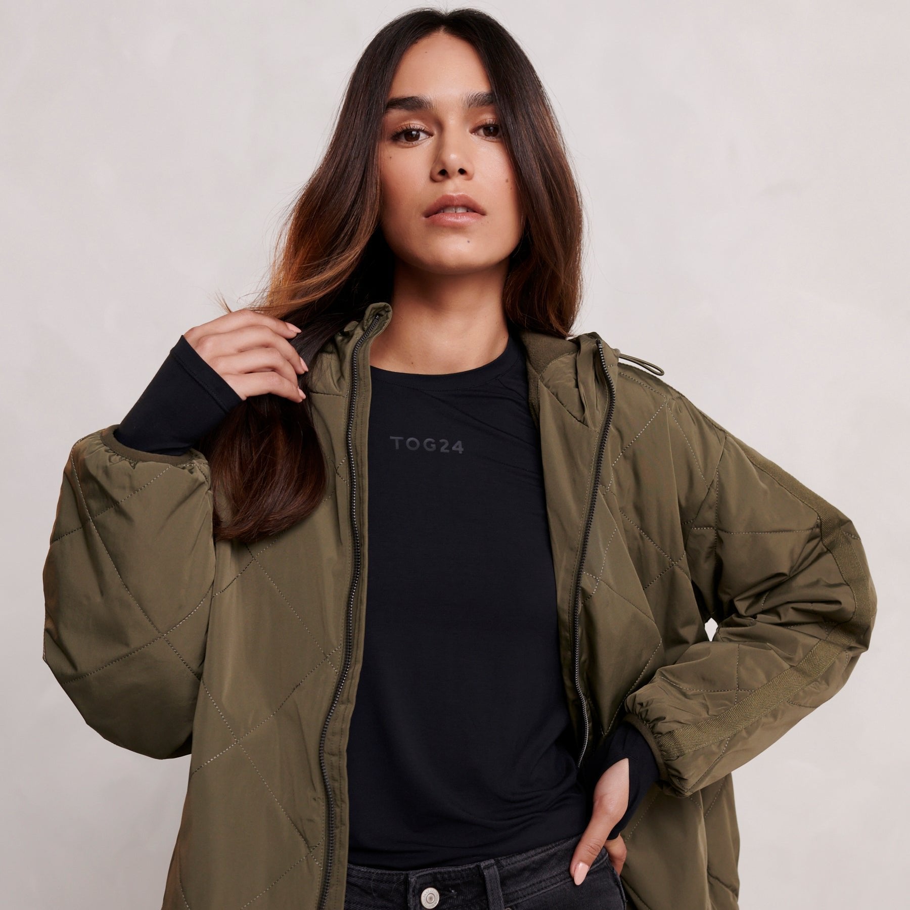 Corlae Womens Oversized Shower Resistant Insulated Jacket - Khaki