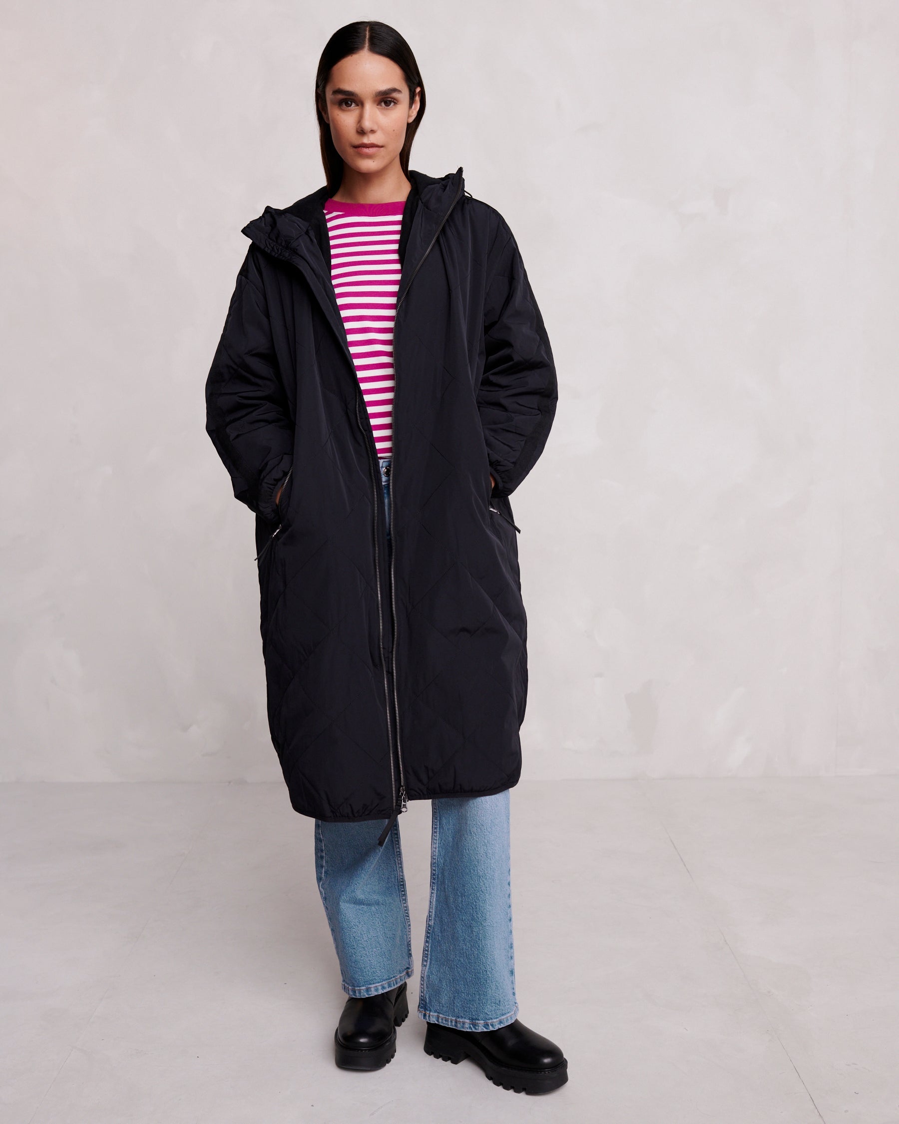 Banton Womens Oversized Shower Resistant Insulated Jacket - Black