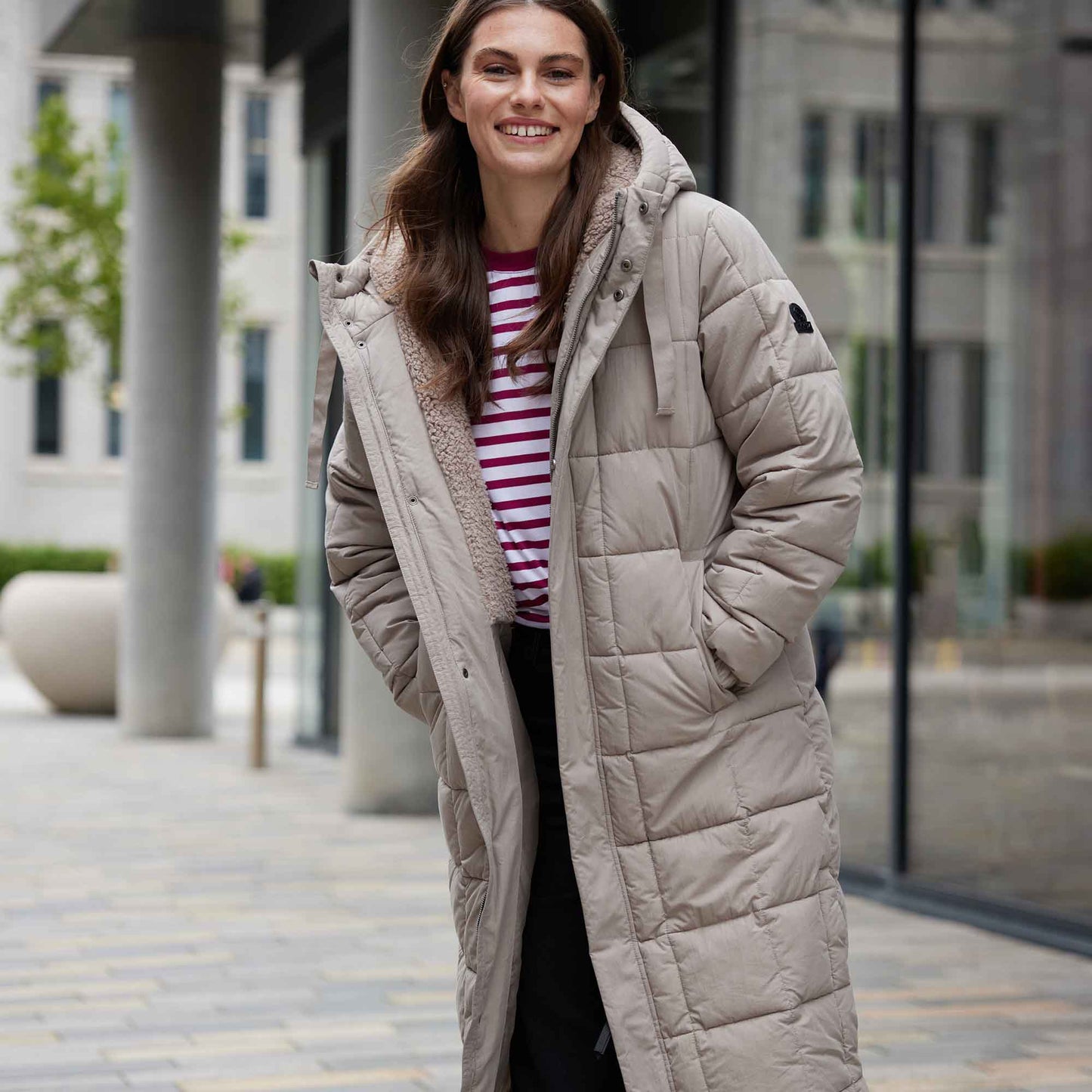 Saga Womens Long Shower Resistant Insulated Jacket - Dark Taupe