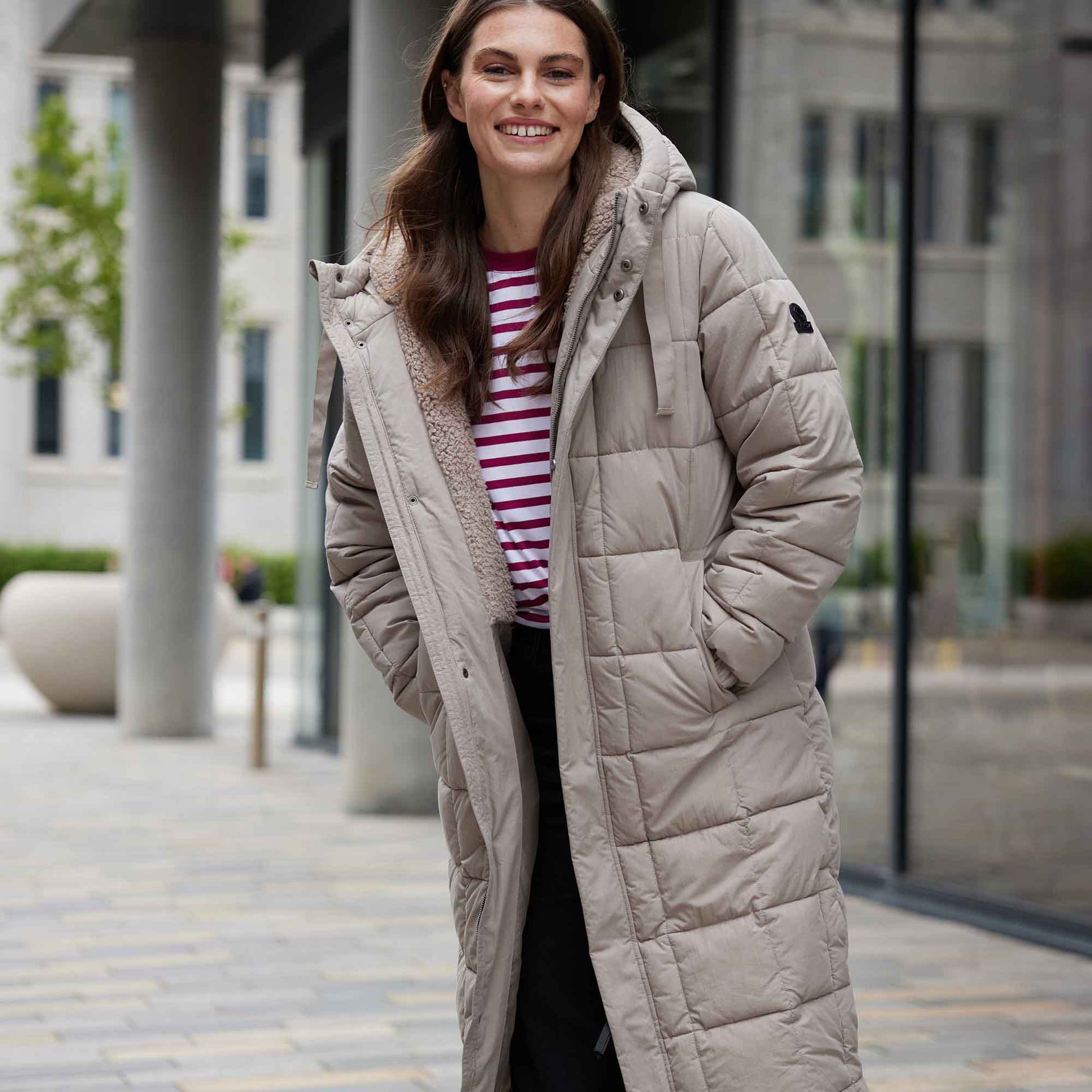 Saga Womens Long Shower Resistant Insulated Jacket - Dark Taupe
