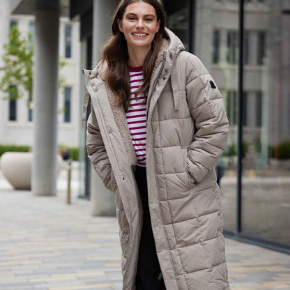 Saga Womens Long Shower Resistant Insulated Jacket - Dark Taupe