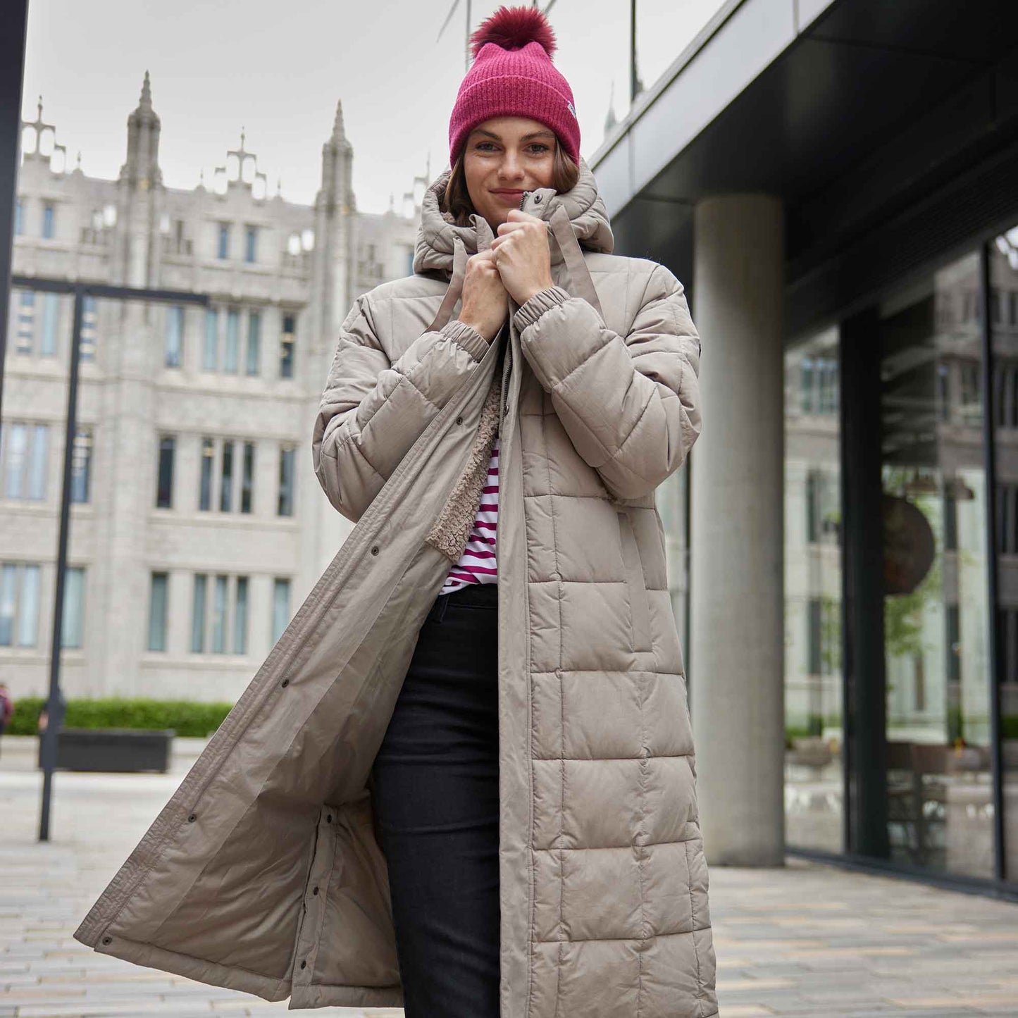Saga Womens Long Shower Resistant Insulated Jacket - Dark Taupe