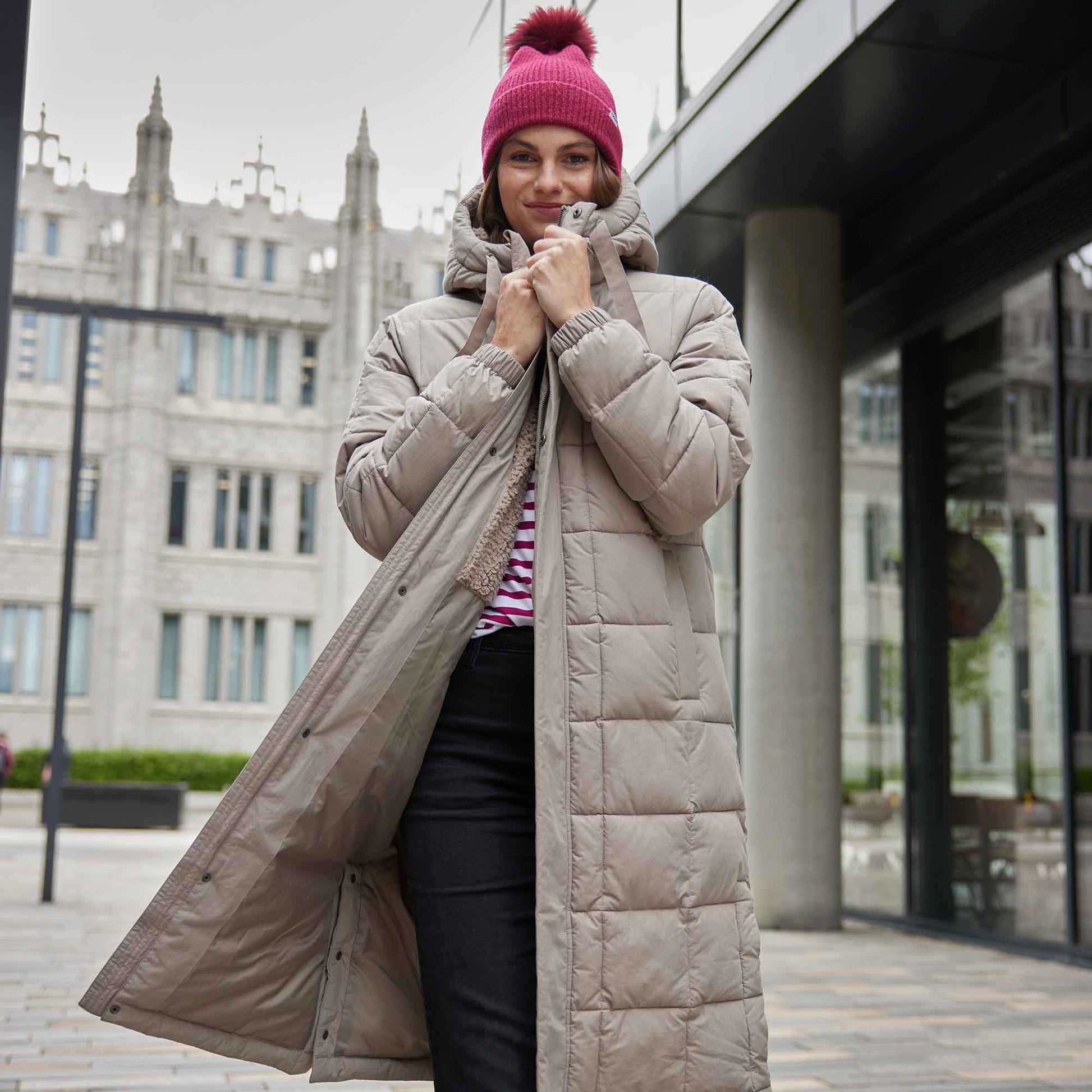 Saga Womens Long Shower Resistant Insulated Jacket - Dark Taupe