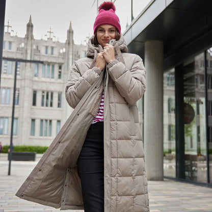 Saga Womens Long Shower Resistant Insulated Jacket - Dark Taupe