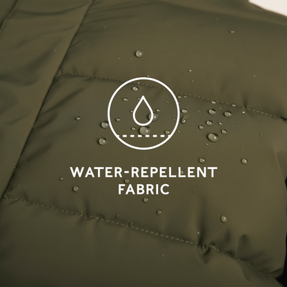 Tunnard Mens Short Shower Resistant Insulated Jacket - Khaki