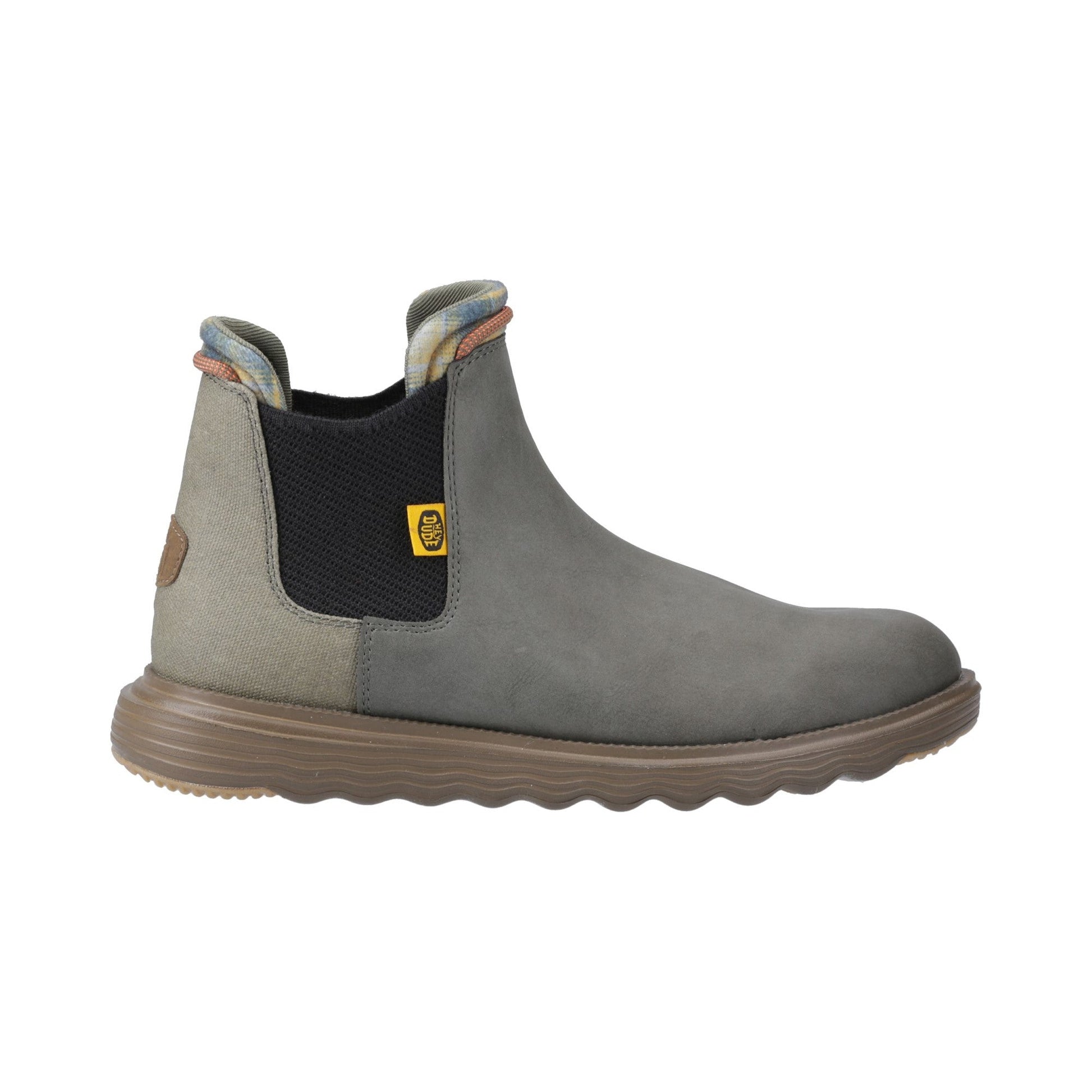 HEYDUDE Branson Classic Mens Boots - Dark Olive/Espresso