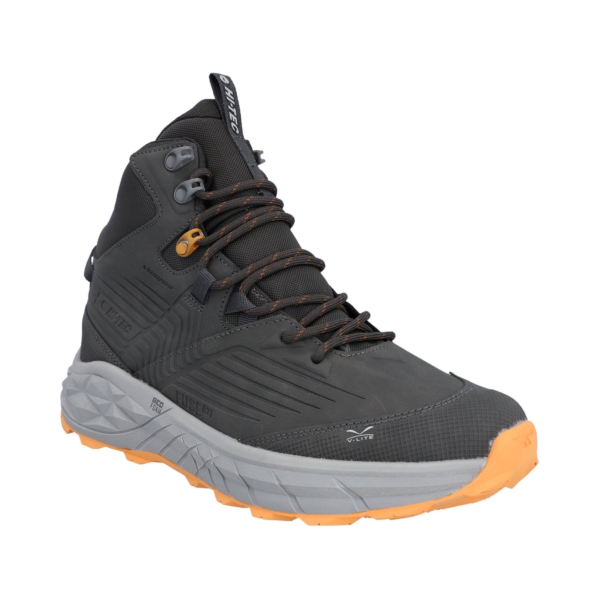 Hi-Tec Fuse Trek Mid Mens Hiking Boot - Steel/Charcoal/Bright Marigold