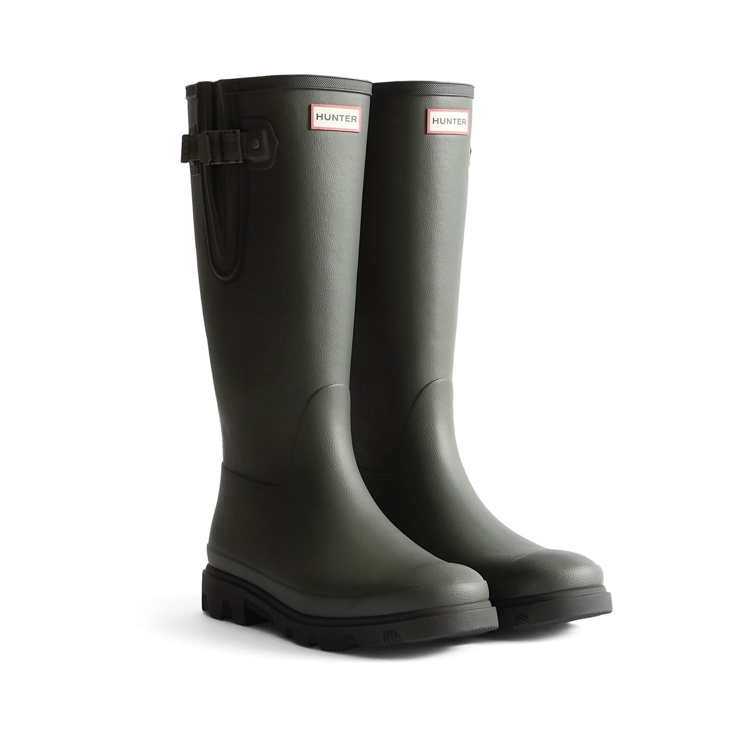 Hunter Field Downpour Adjustable Boot Womens - Dark Olive/Black